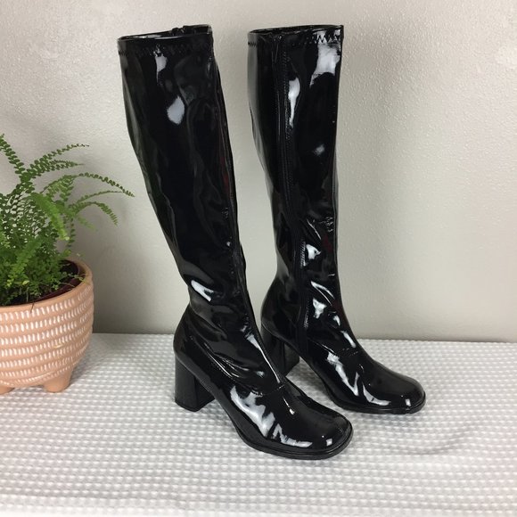 patent leather gogo boots